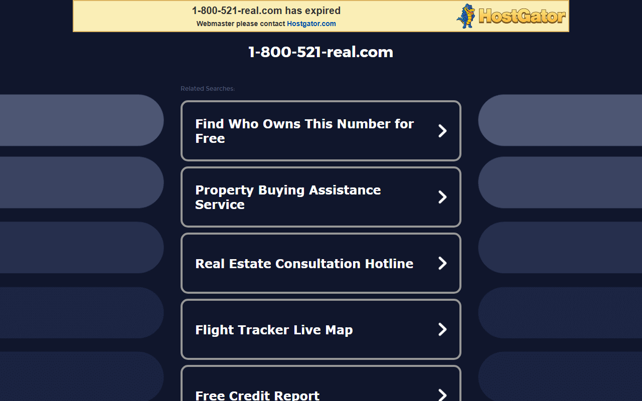 1-800-521-real.com screenshot