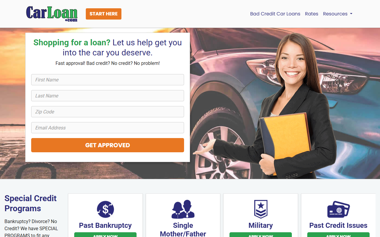 1-800-car-loans.com screenshot