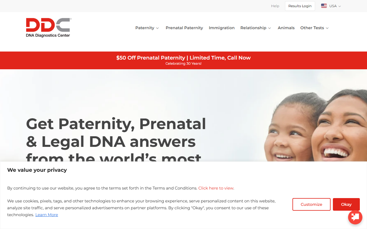 1-800-dna-center.com screenshot