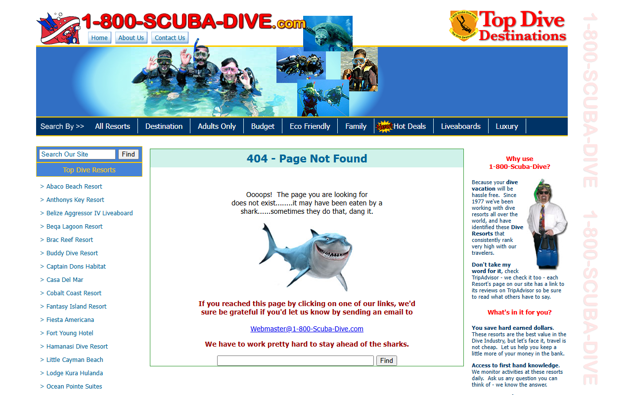 1-800-scubadive.com screenshot