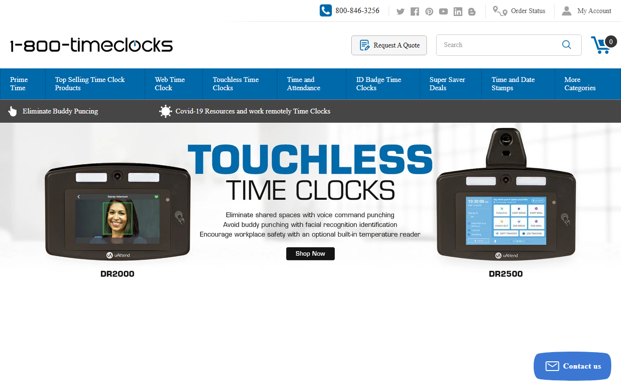1-800-timeclocks.com screenshot