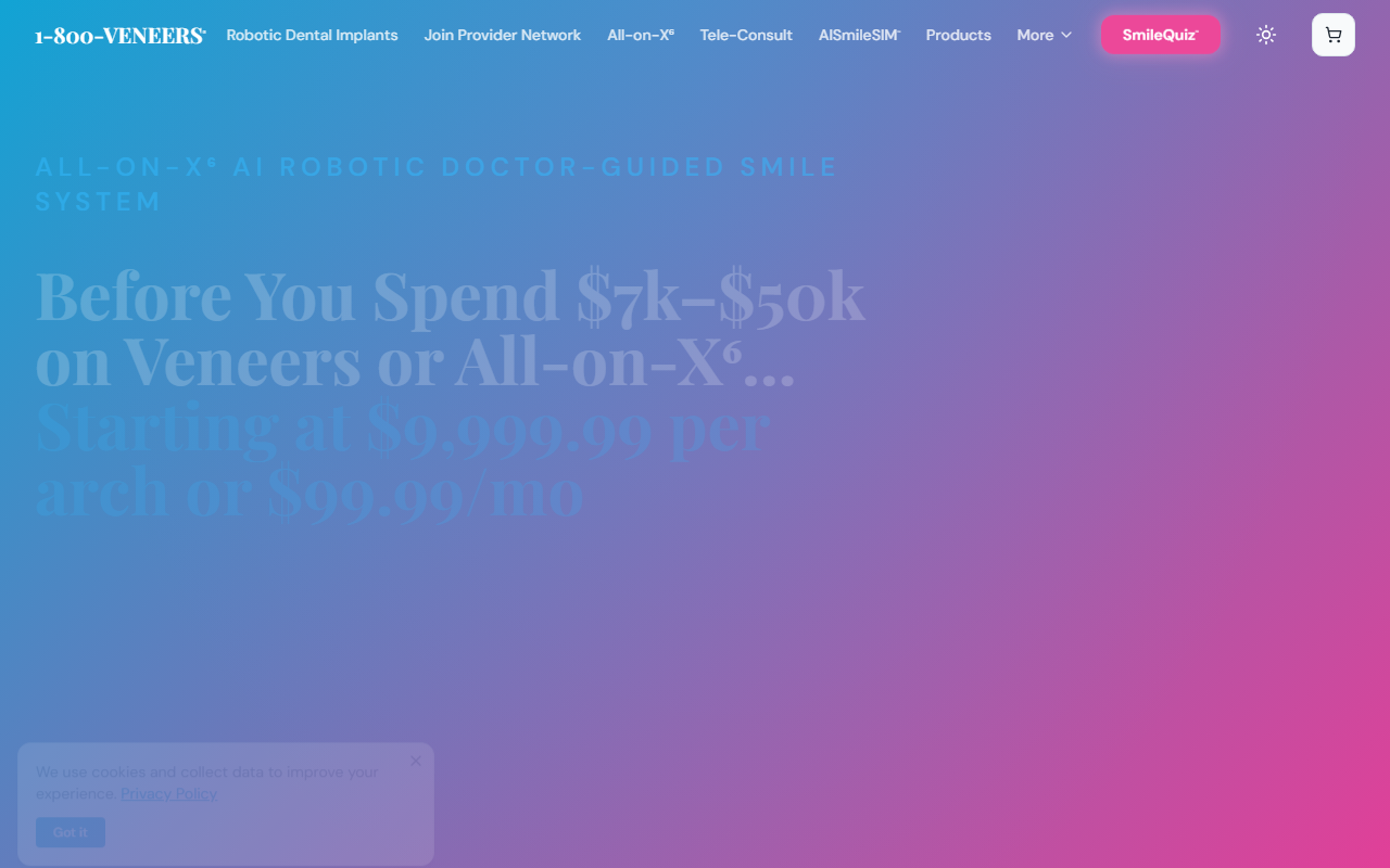 1-800-veneers.com screenshot