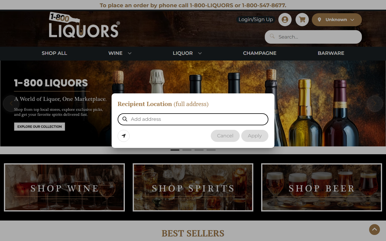 1-800liquors.com screenshot