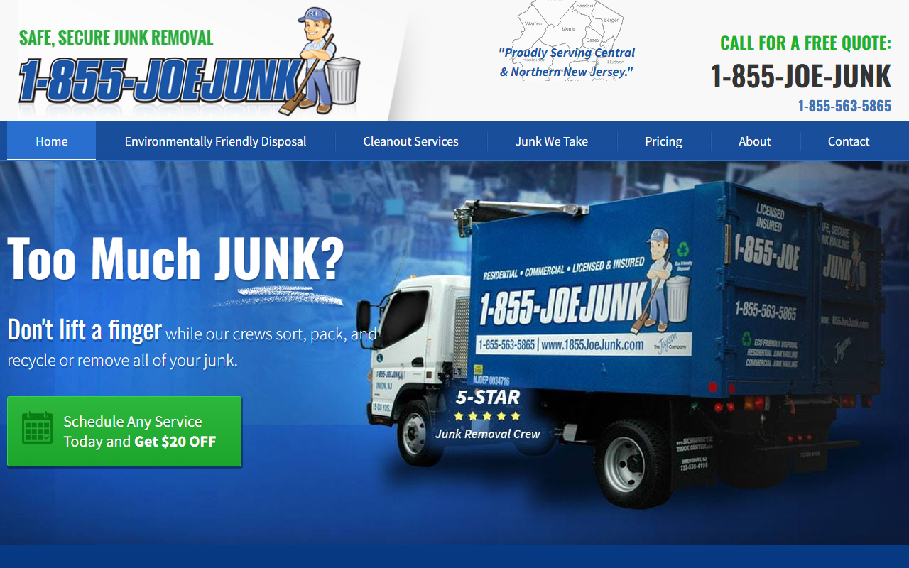 1-855-joejunk.com screenshot
