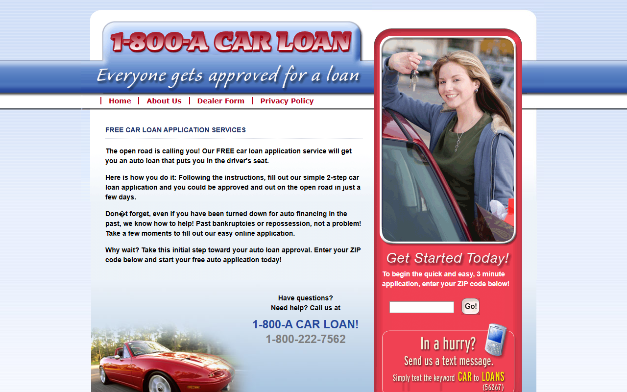 18002carloan.com screenshot