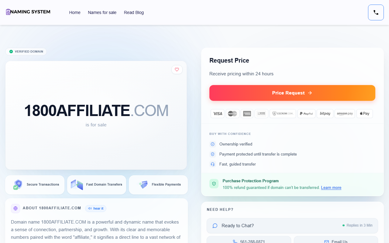 1800affiliate.com screenshot