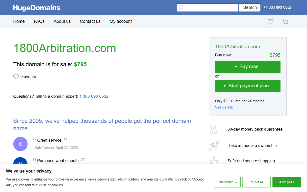 1800arbitration.com screenshot