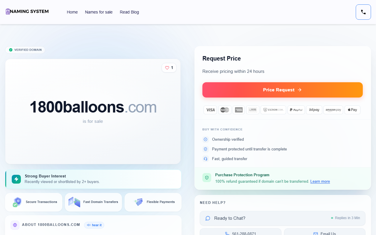 1800balloons.com screenshot