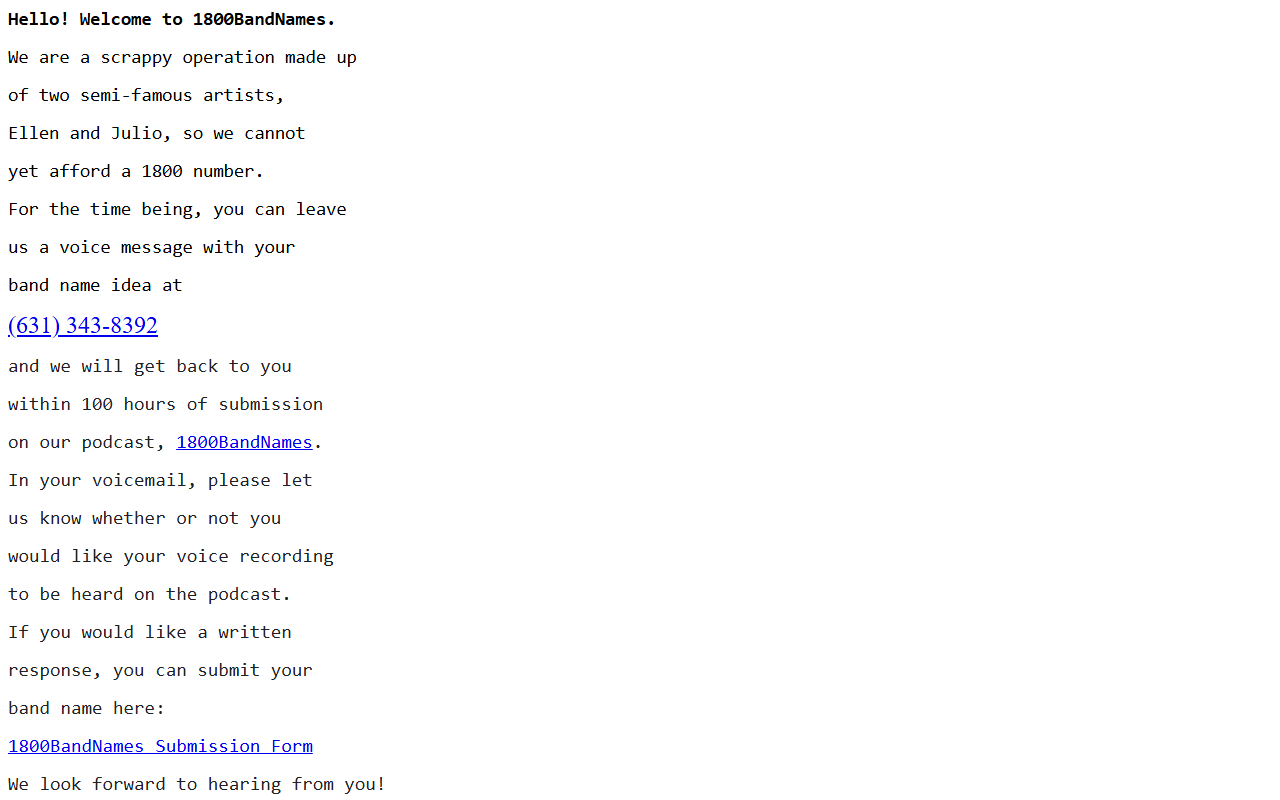 1800bandnames.com screenshot