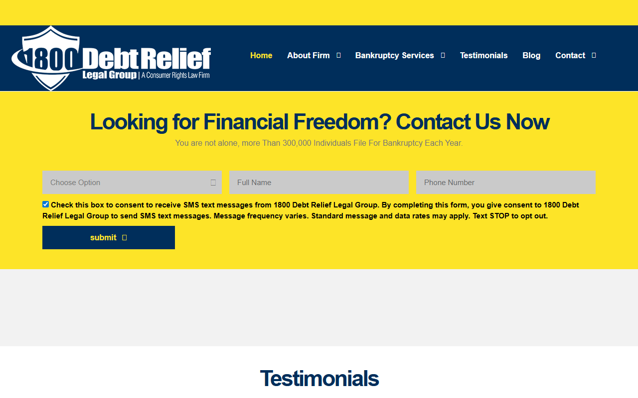 1800debtrelief.com screenshot