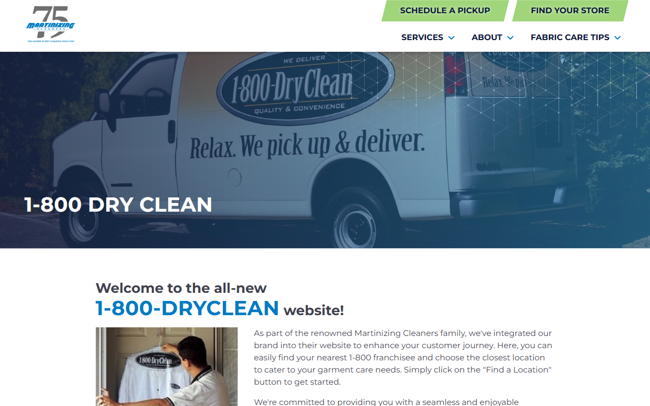 1800dryclean.com screenshot