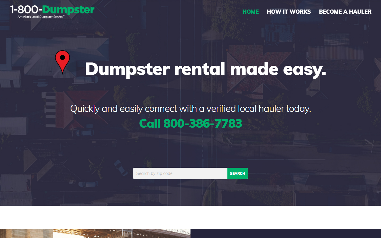 1800dumster.com screenshot
