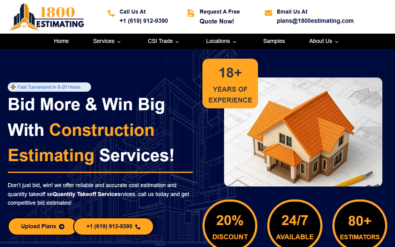 1800estimating.com screenshot