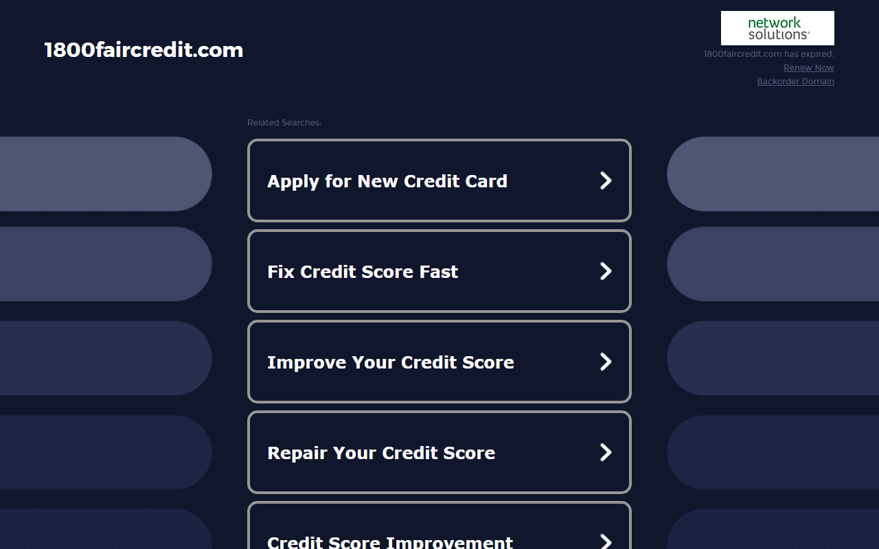 1800faircredit.com screenshot