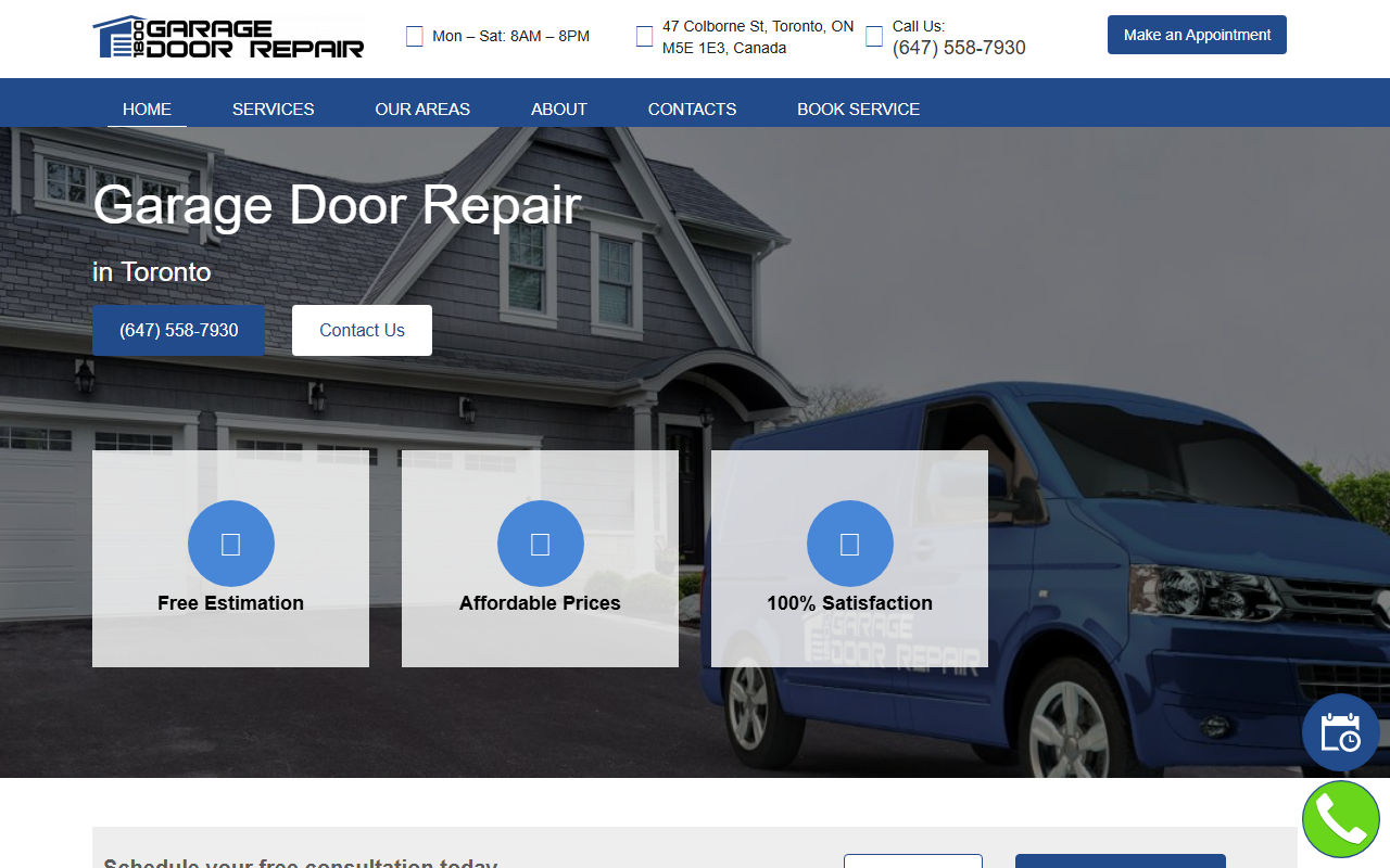 1800garagedoors.com screenshot