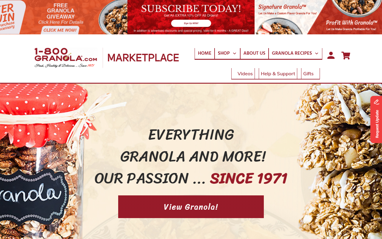 1800granola.com screenshot