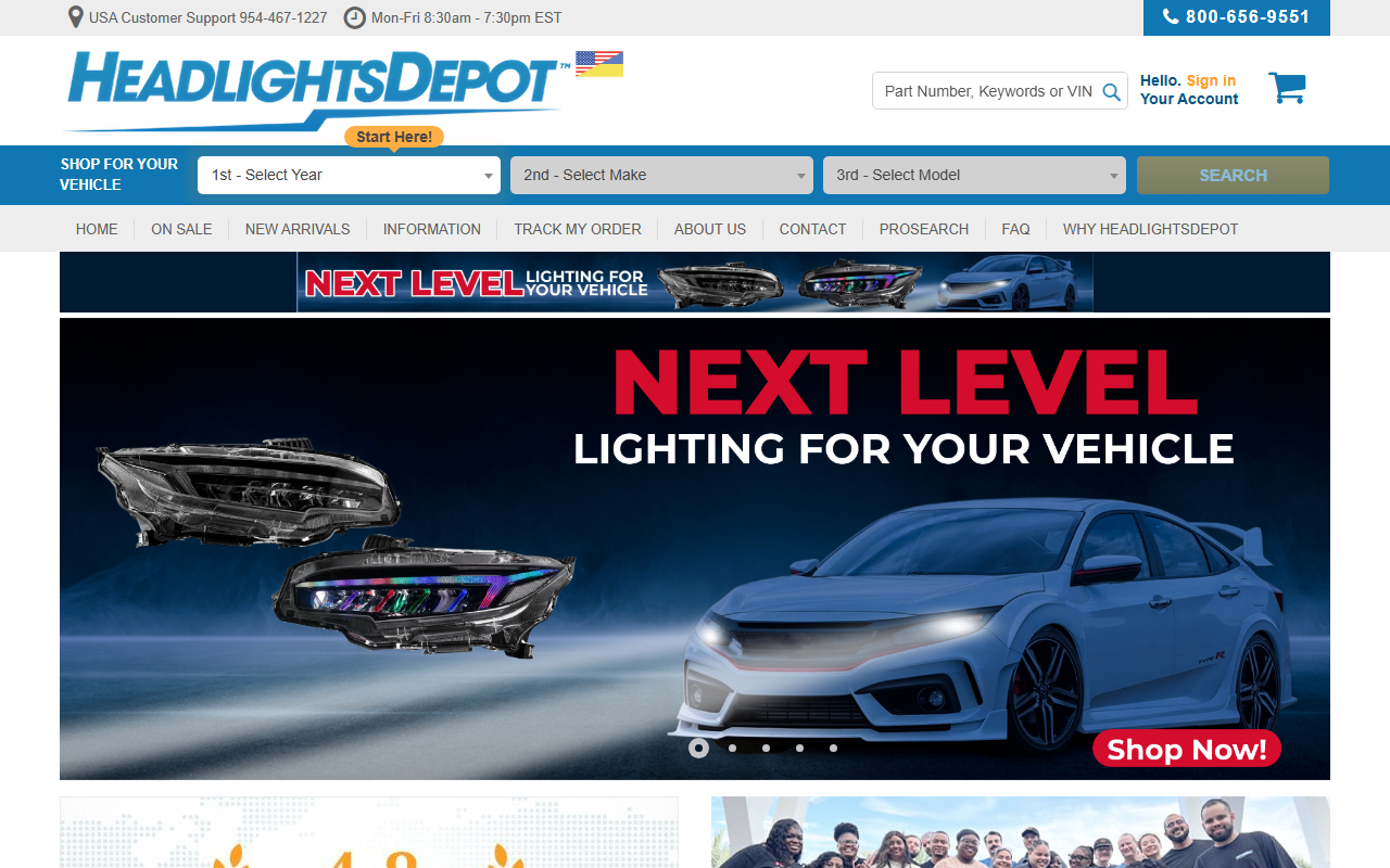 1800headlights.com screenshot