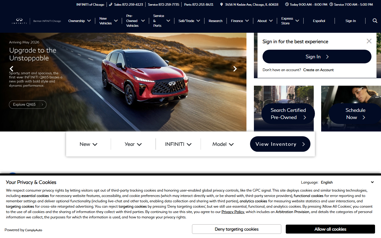 1800infiniti.com screenshot