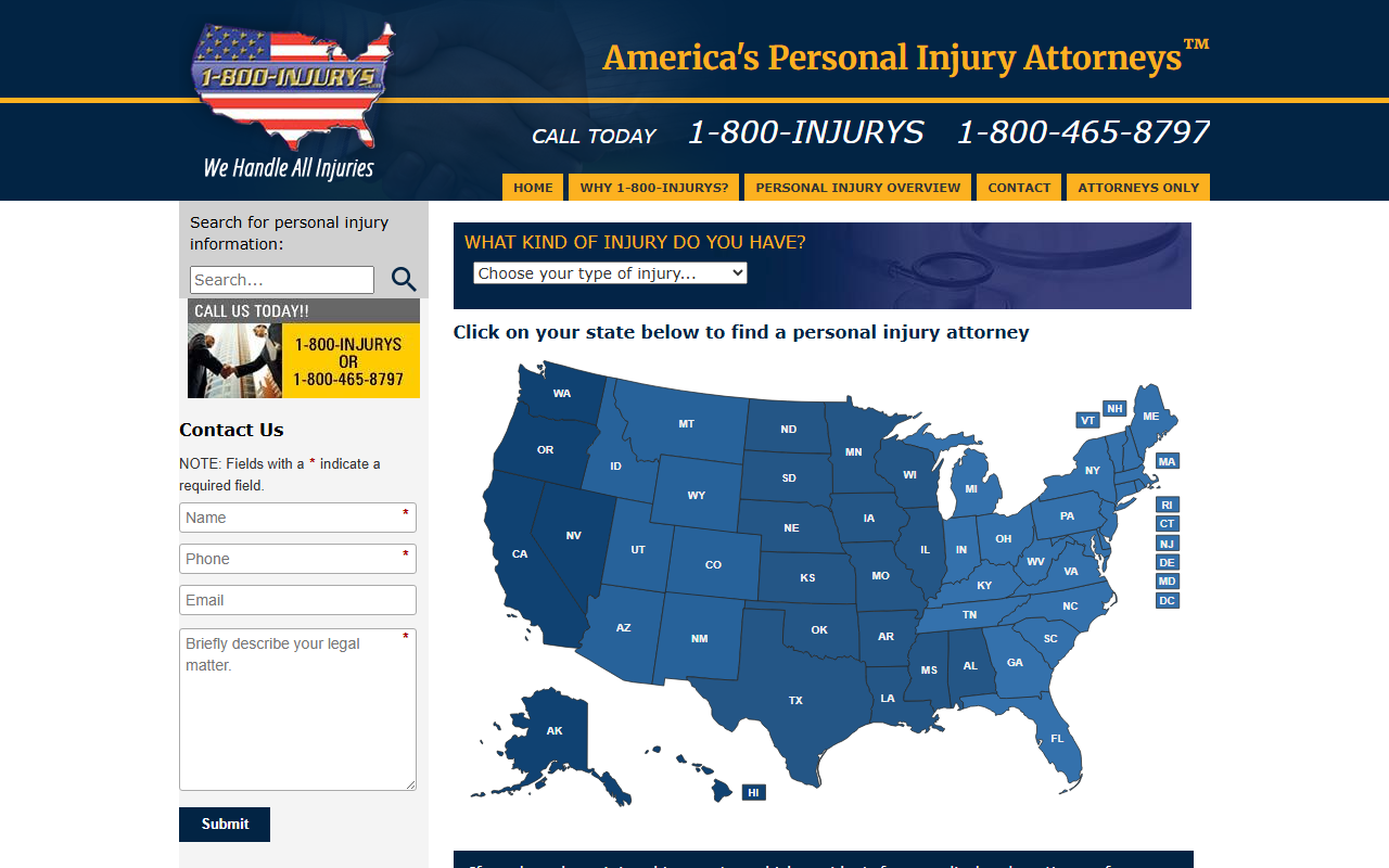 1800injurys.com screenshot