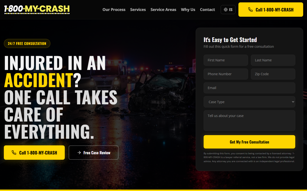 1800mycrash.com screenshot
