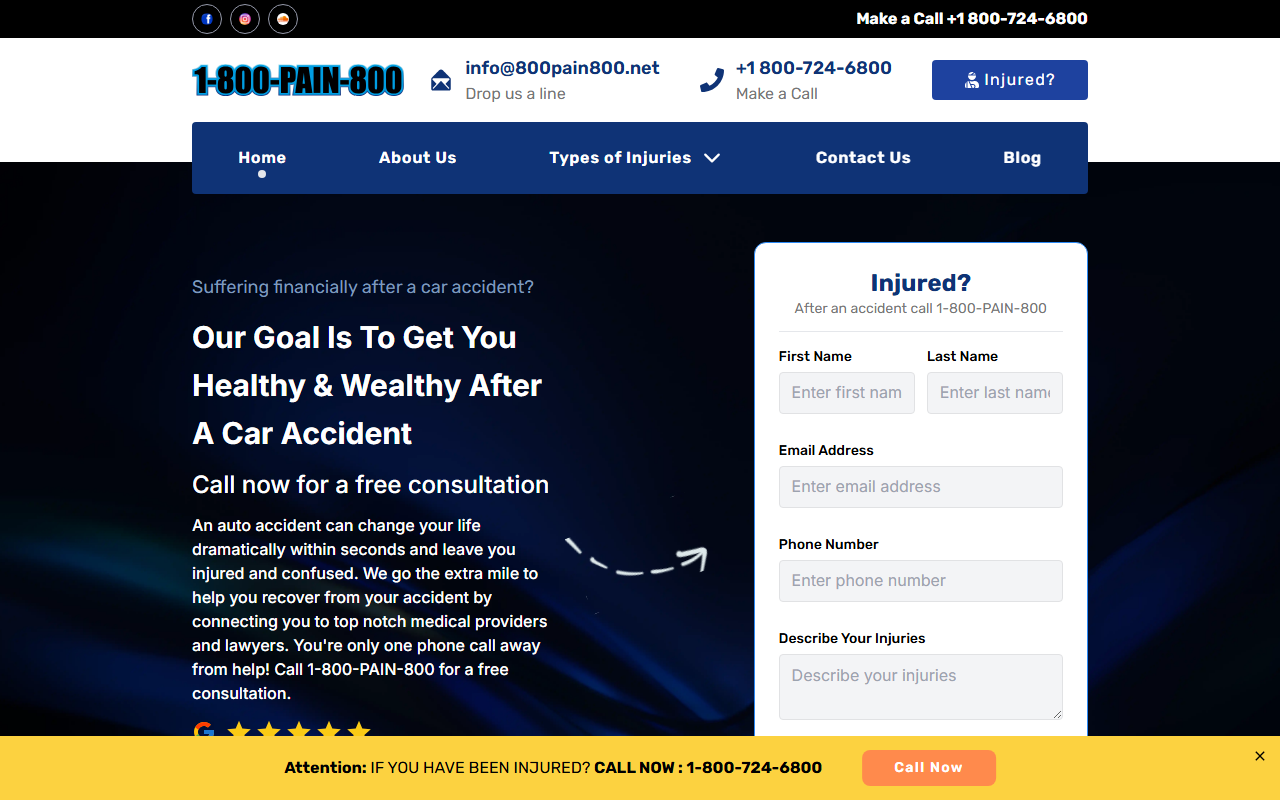 1800pain800.com screenshot