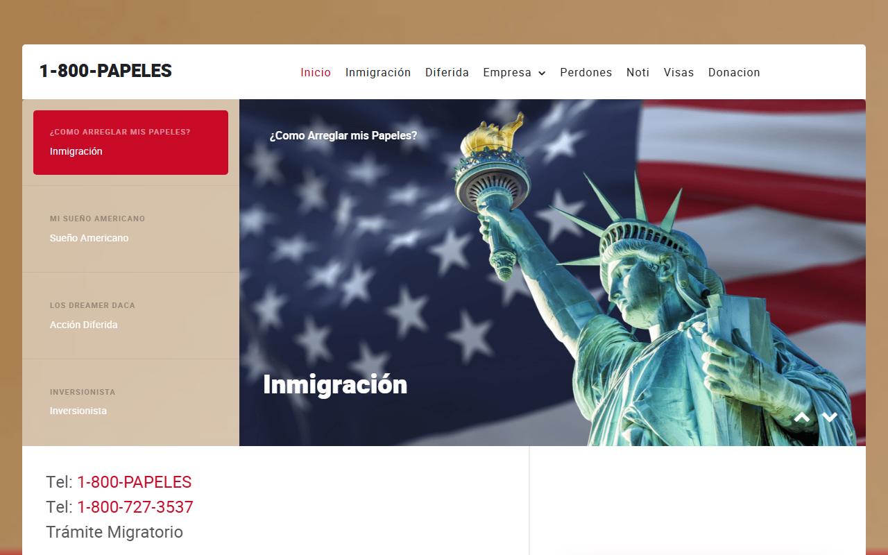 1800papeles.com screenshot