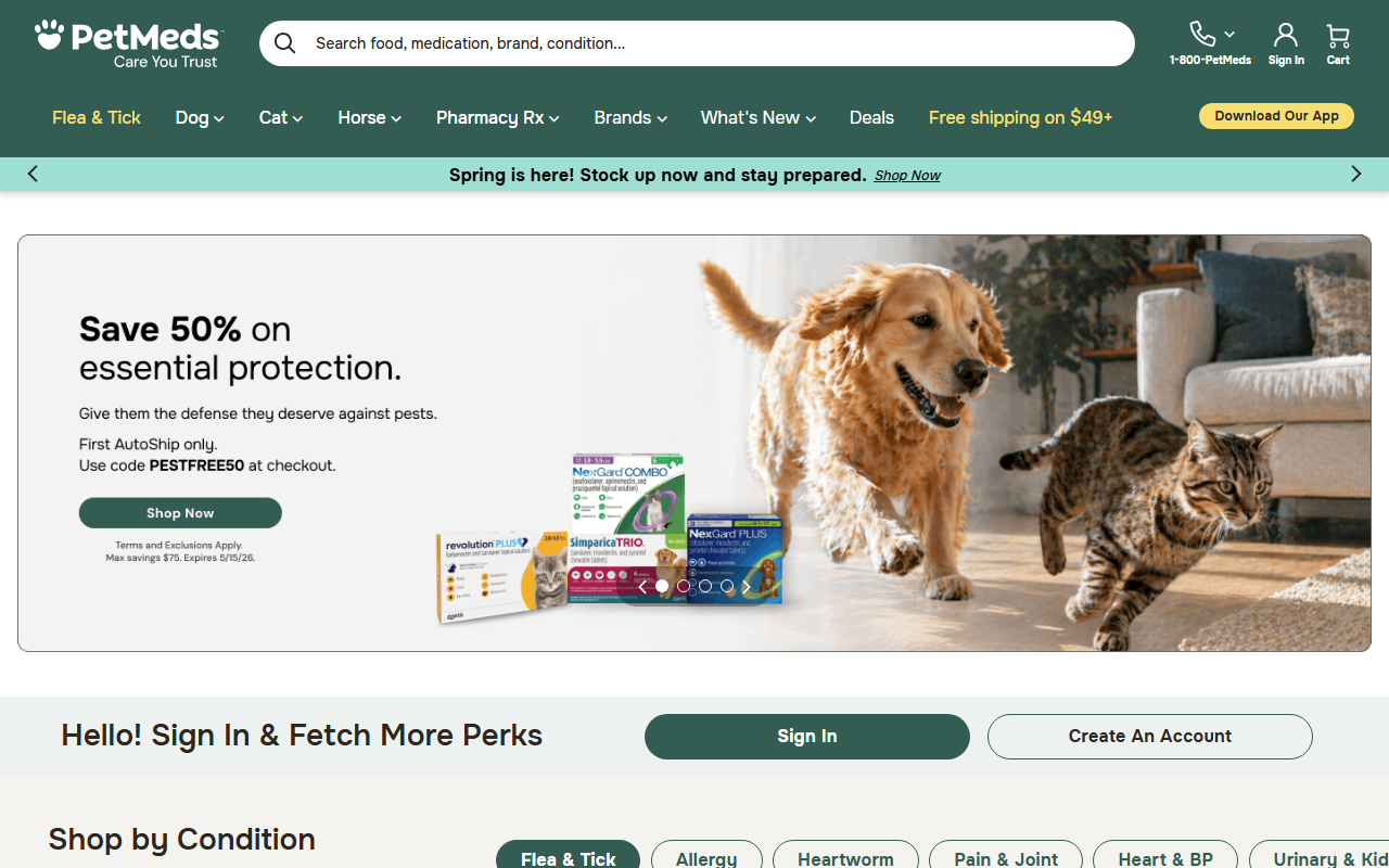1800peetmeds.com screenshot