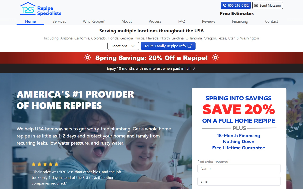 1800repiping.com screenshot