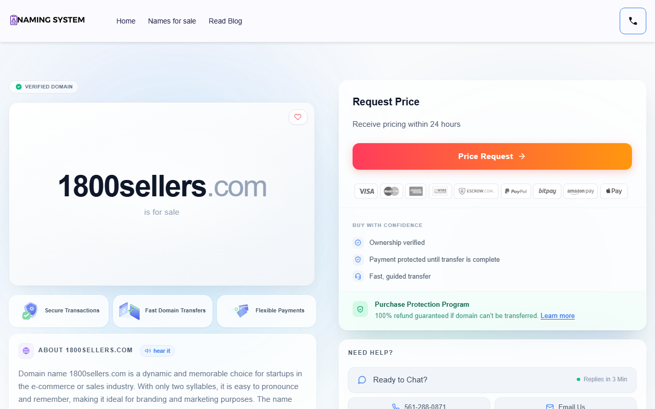 1800sellers.com screenshot