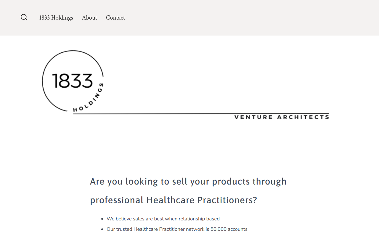 1833holdings.com screenshot