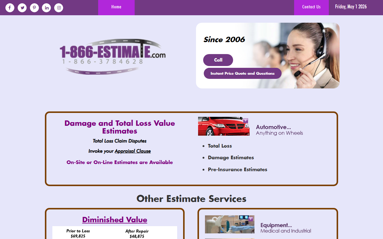 1866estimate.com screenshot
