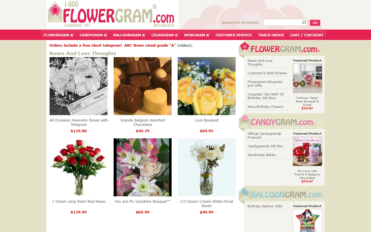 800-flowergram.com screenshot