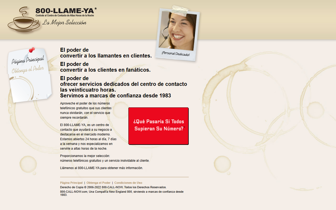 800-llame-ya.com screenshot