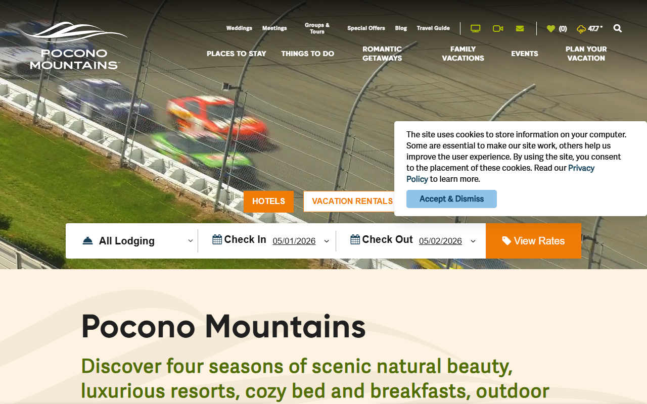 800-poconos.com screenshot