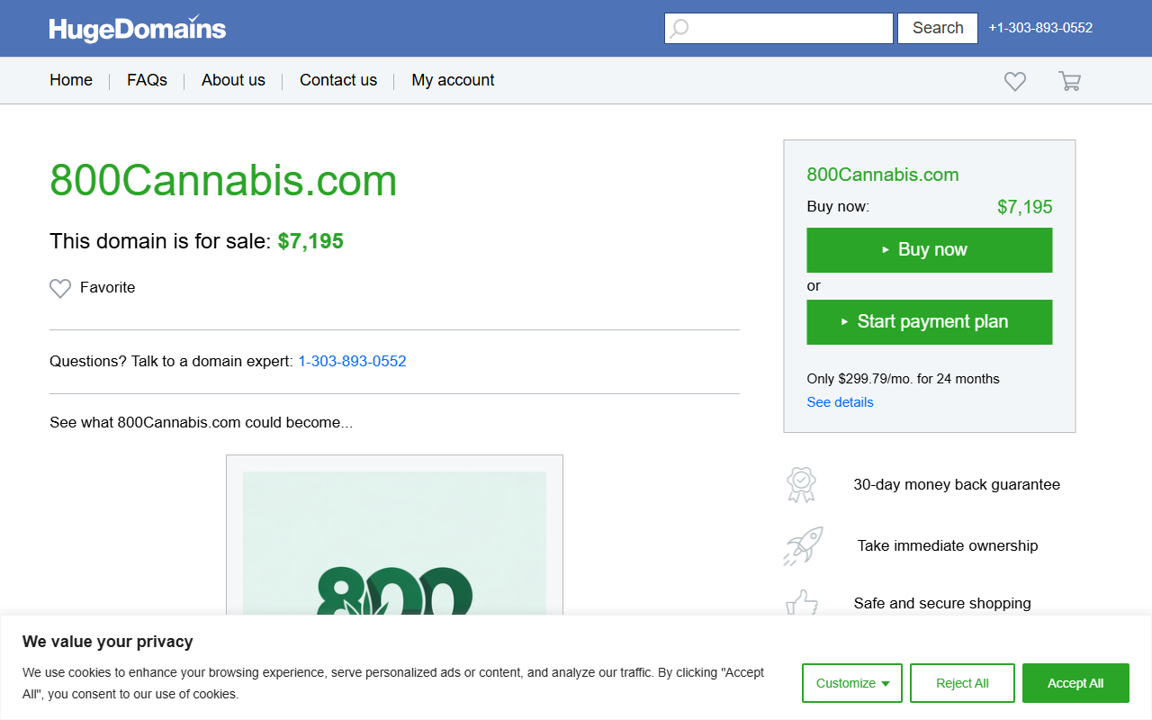 800cannabis.com screenshot
