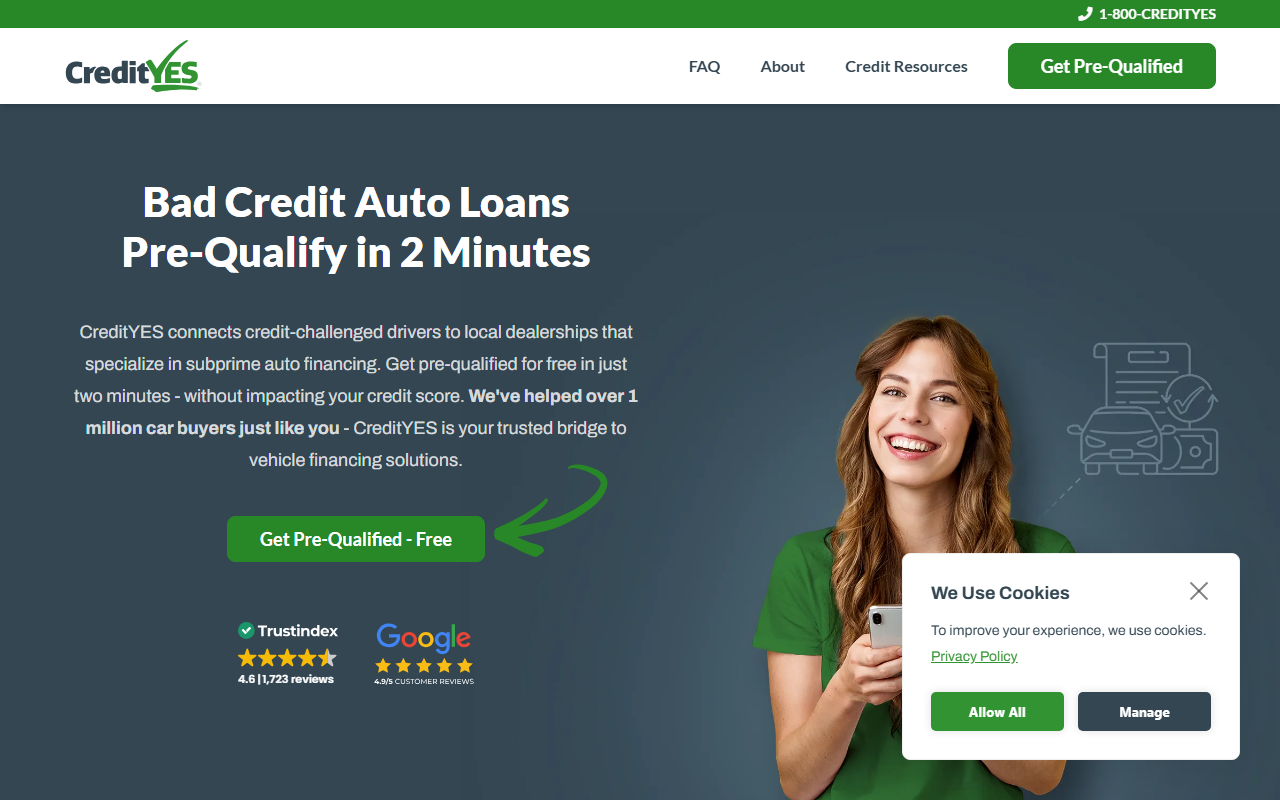 800credityes.com screenshot
