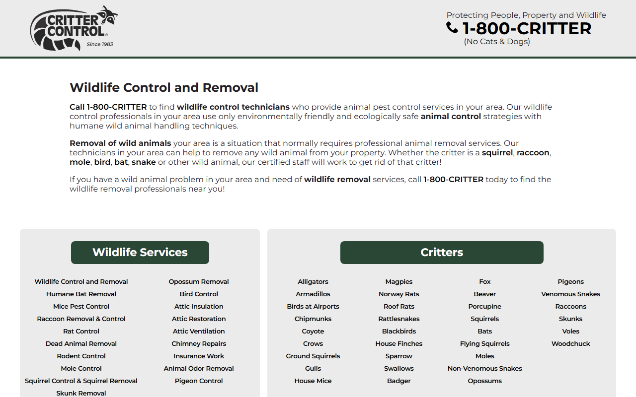 800critter.com screenshot