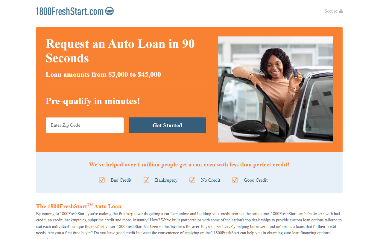 800freshstart.com screenshot