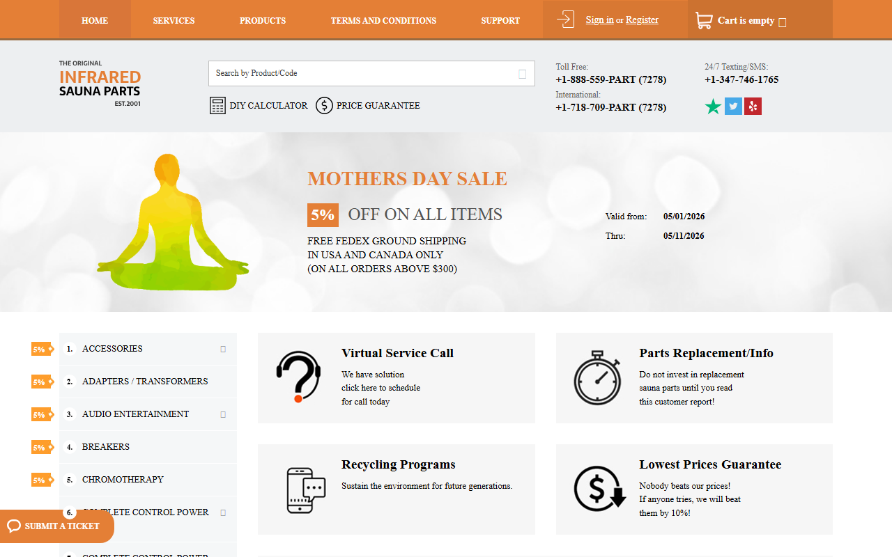 800infraredsauna.com screenshot