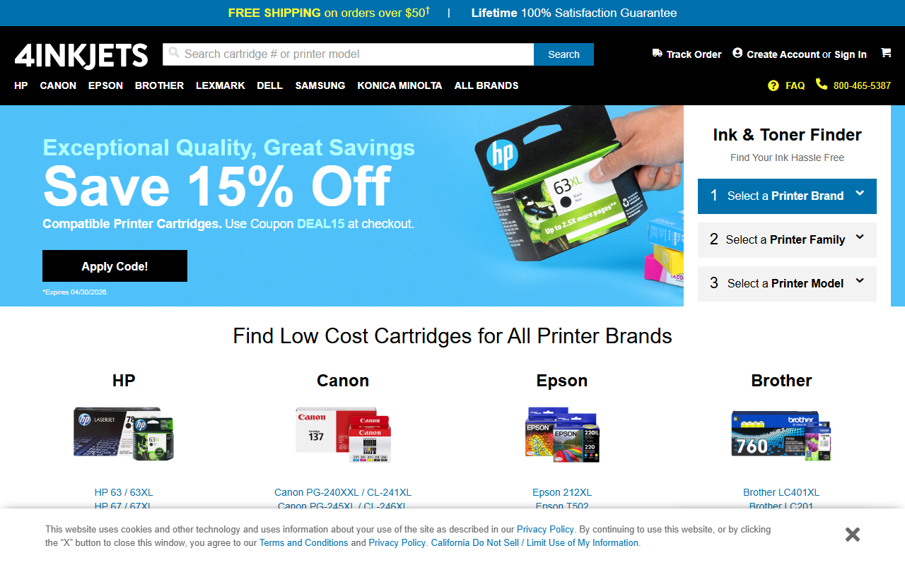 800inkcartridges.com screenshot