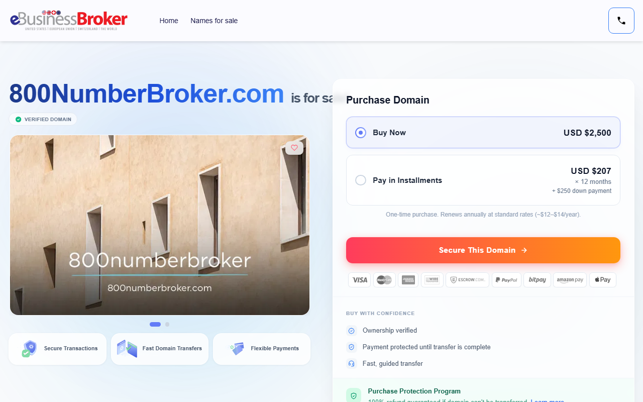 800numberbroker.com screenshot