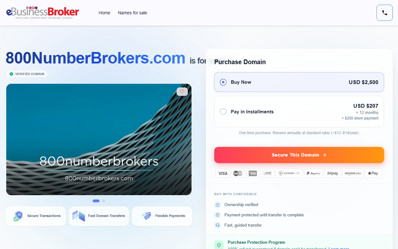 800numberbrokers.com screenshot