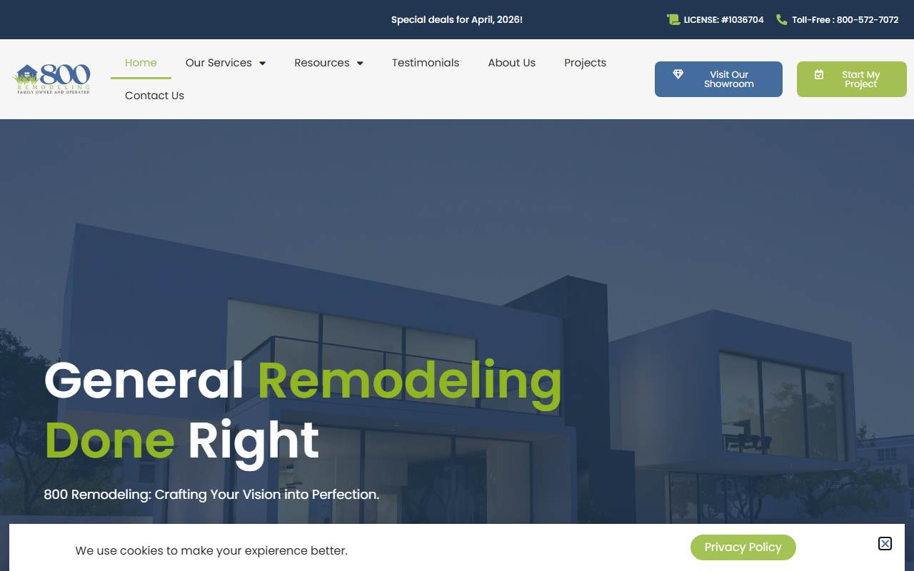 800remodeling.com screenshot