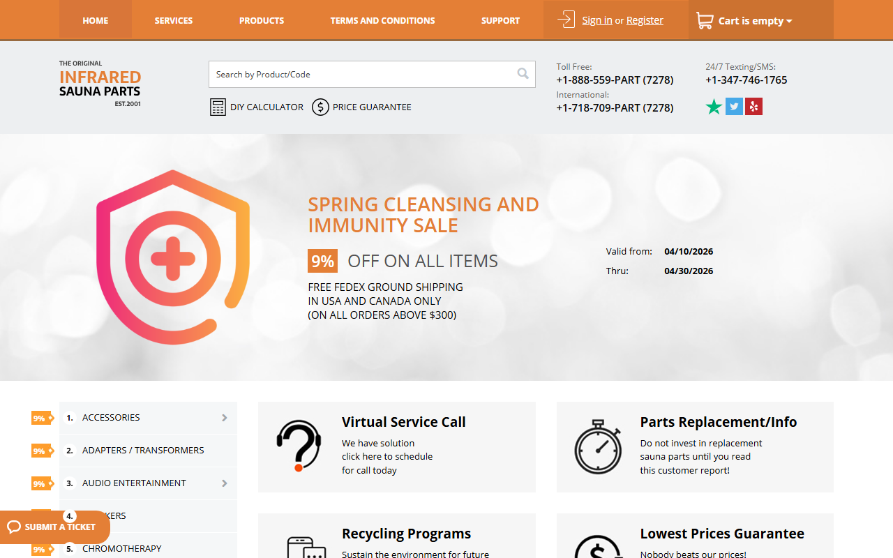 800saunapart.com screenshot