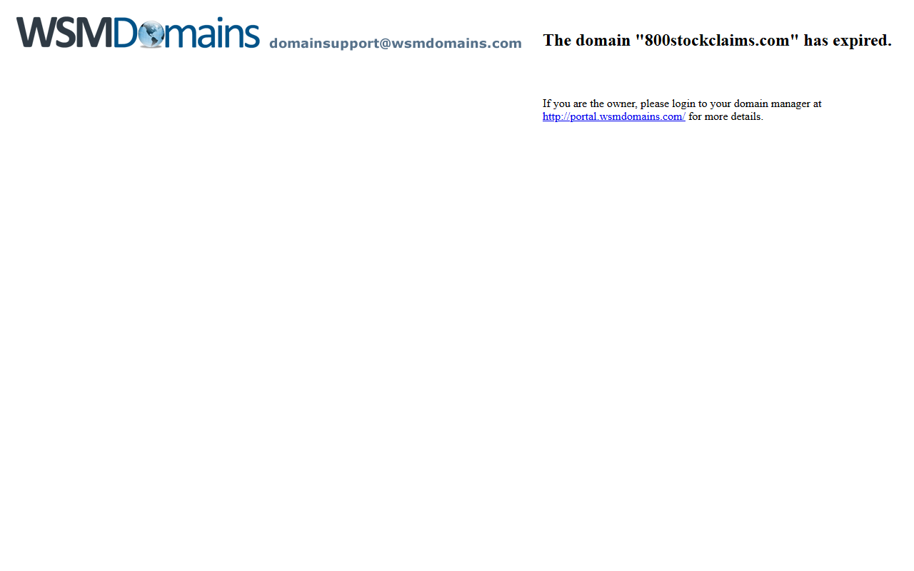 800stockclaims.com screenshot