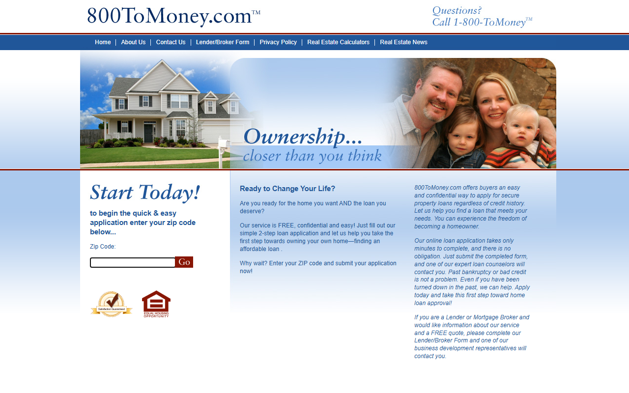 800tomoney.com screenshot