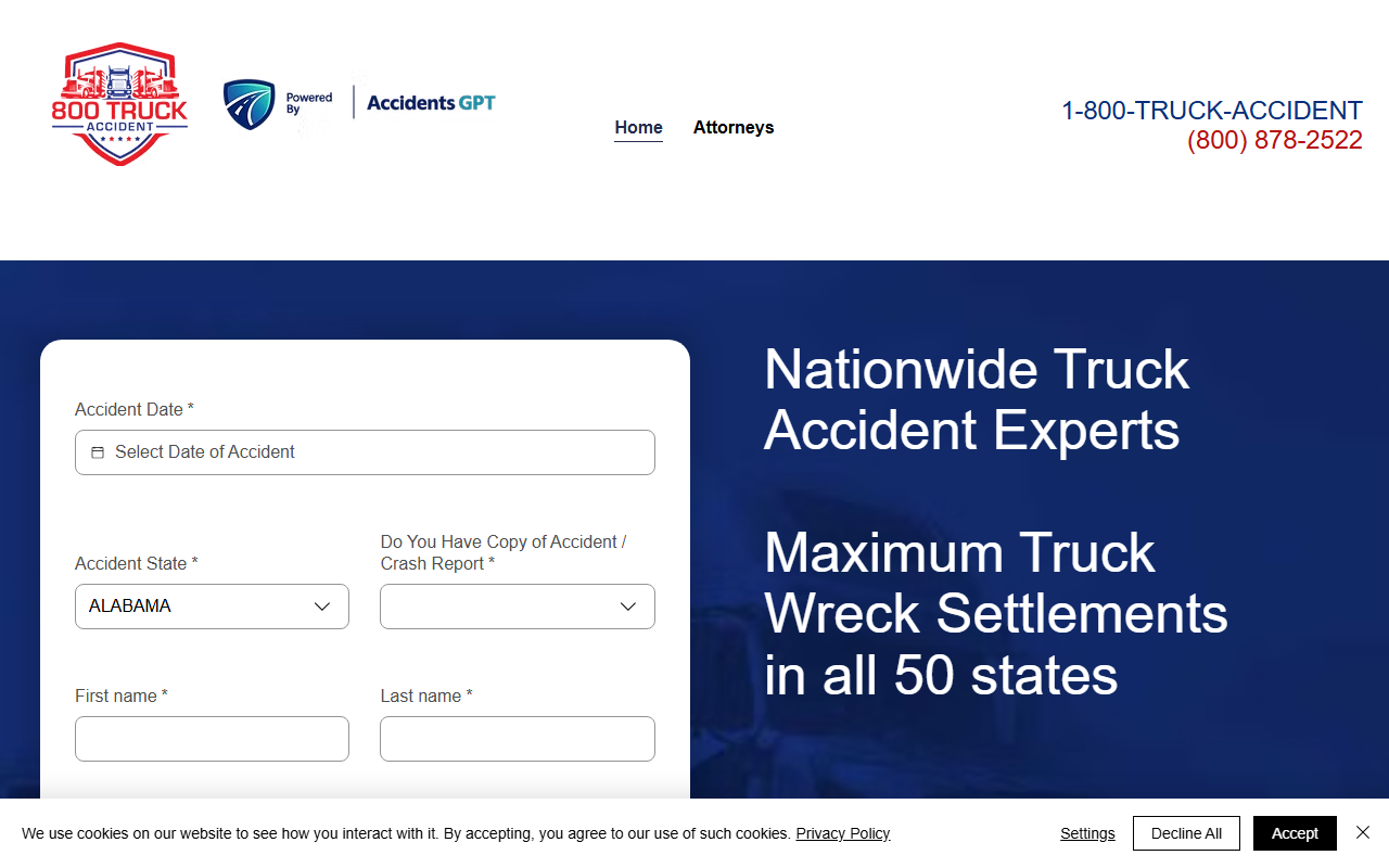 800truckaccident.com screenshot