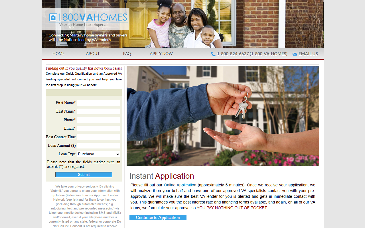800vahomes.com screenshot