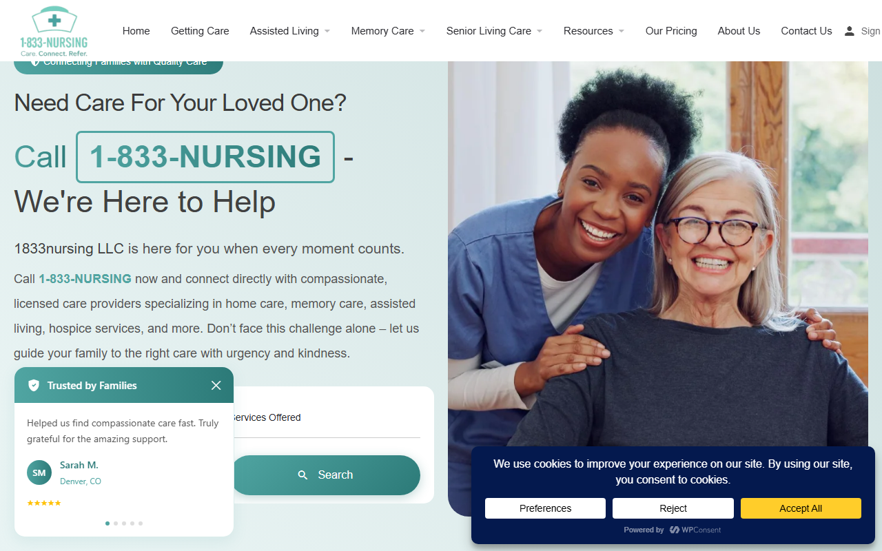 833nursing.com screenshot
