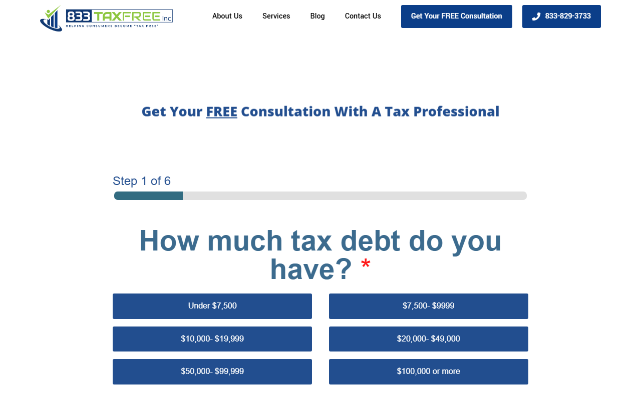 833taxfree.com screenshot